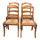 4 chaises de à manger en bois massif paillées dossier échelle 1970