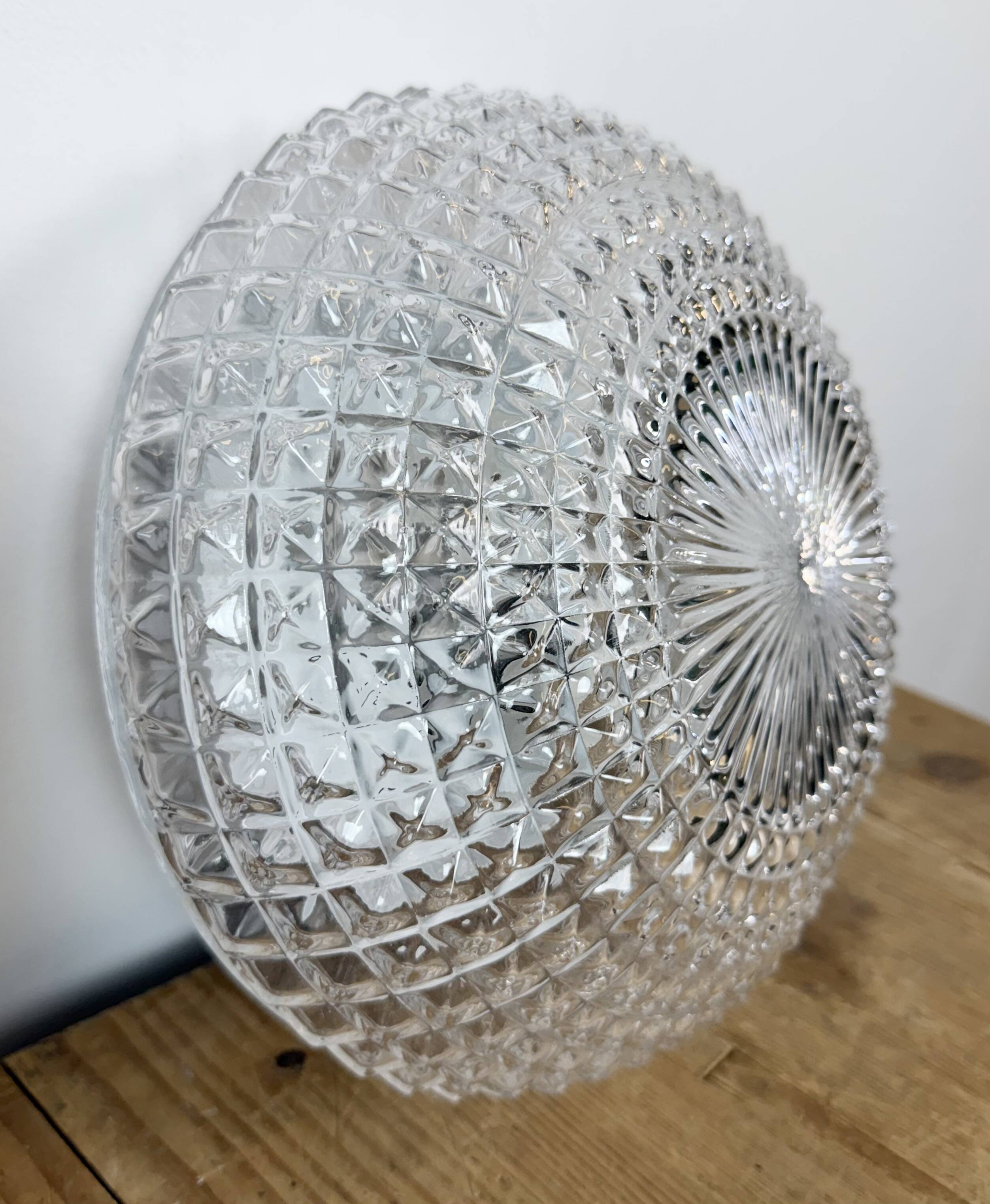 Vintage Glass Wall or Ceiling Light, 1970s