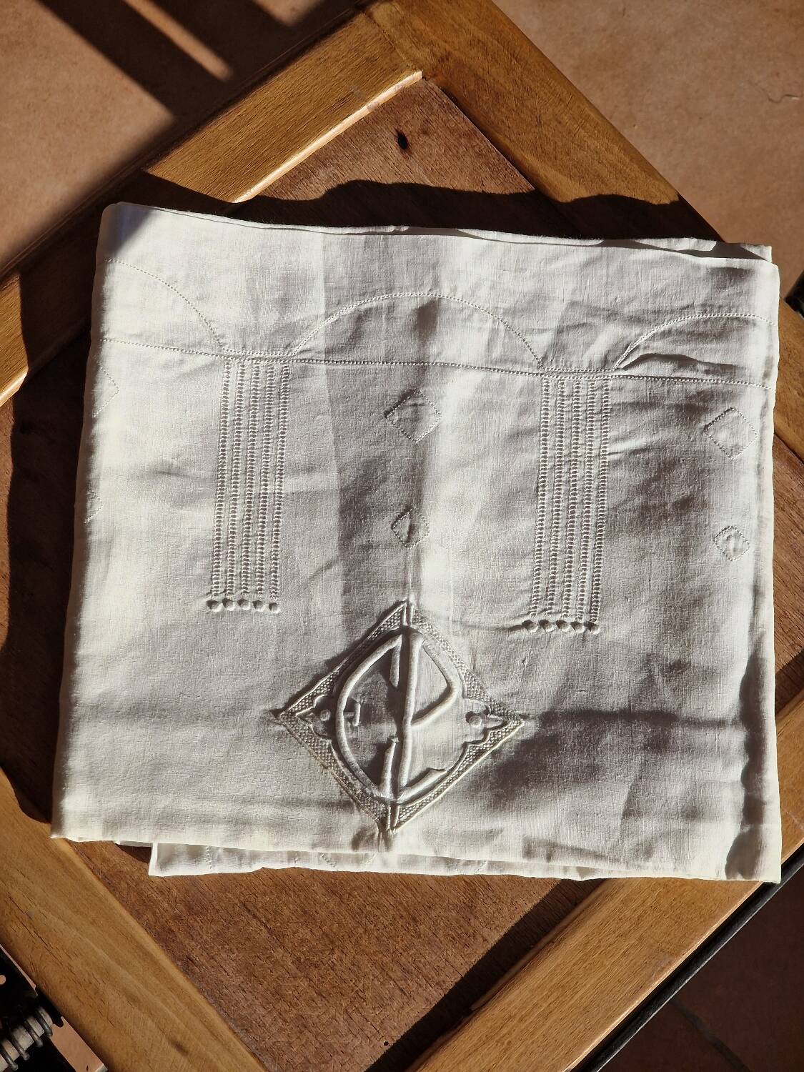 2 Art Nouveau monogrammed pillowcases