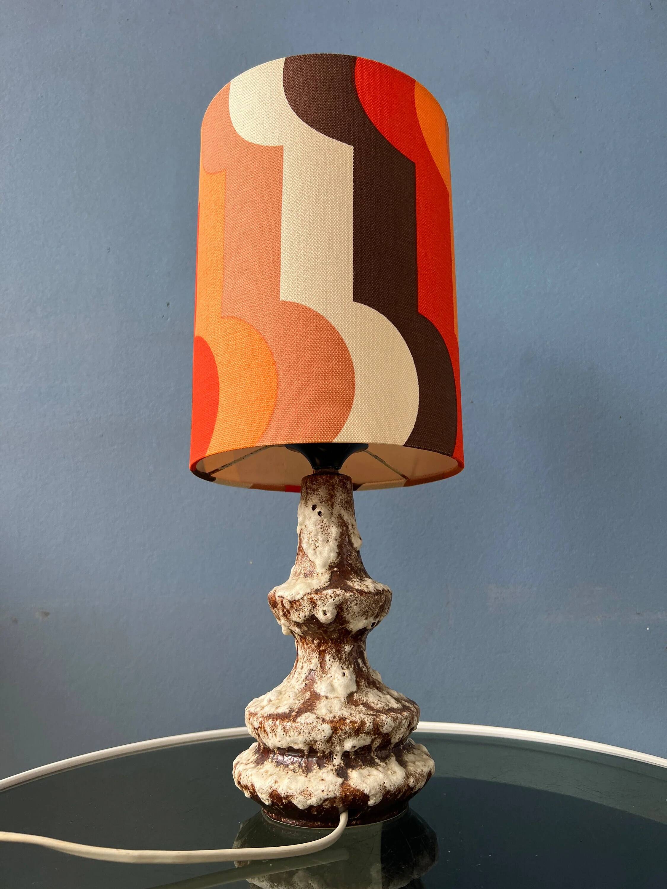 Space Age table lamp in orange ceramic West Germany Fat Lava