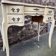 Vintage 1980s dressing table with Venetian mirror. Elegant makeup table.