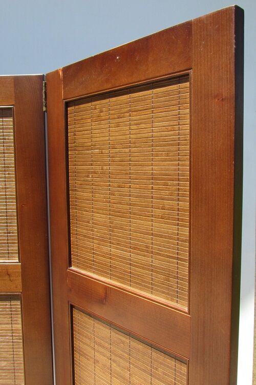 Screen 4 leaves in cherry and bamboo