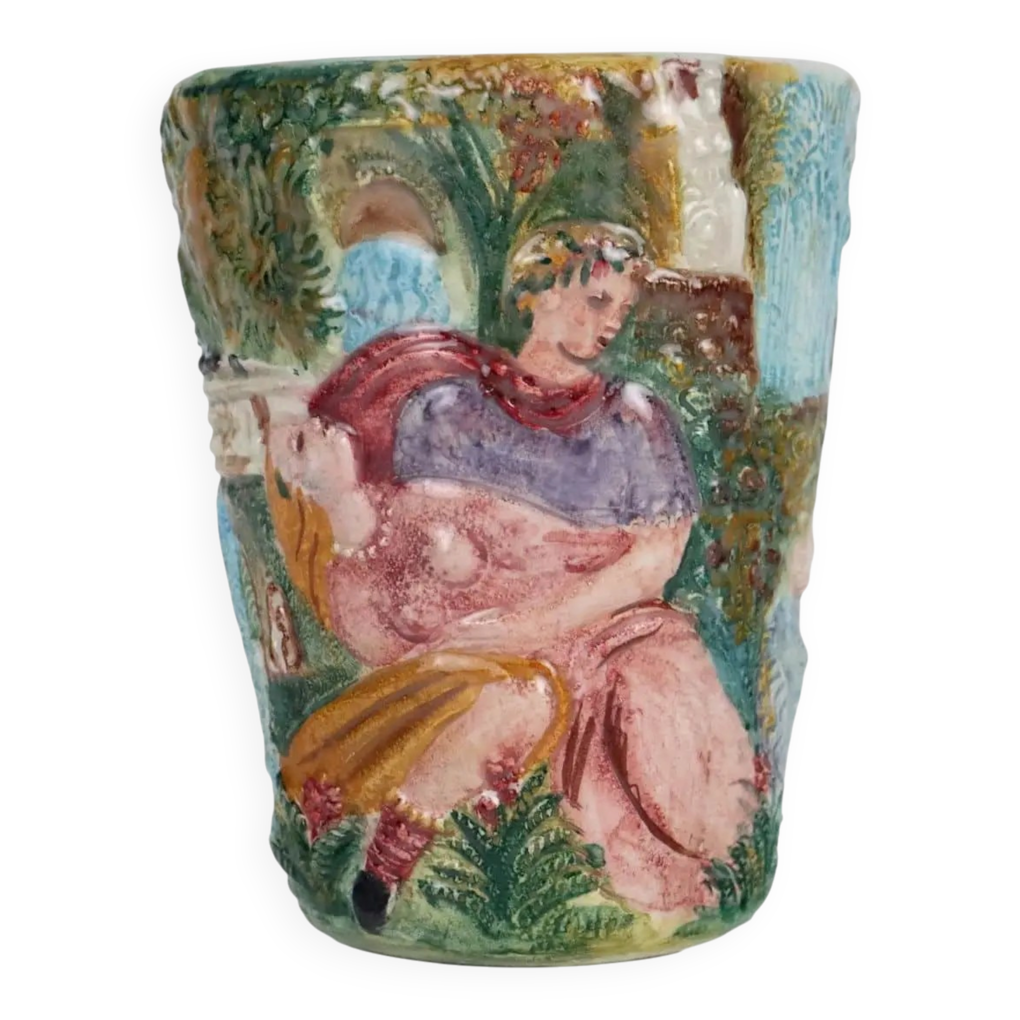 Ancient majolica vase from Tivoli, Italy, 20th century