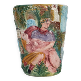 Vase ancien en majolique de Tivoli, Italie, XXe siècle