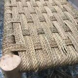 Moroccan bench in solid wood and natural wickerwork