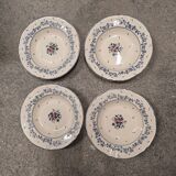 Set of 4 Table Mates soup plates – blue and pink floral design