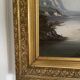 Old Oil Painting Canvas Swiss School Mountain Lake Shepherd Signed
