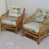 Pair of rattan armchairs