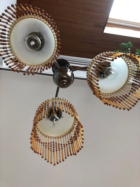 Brass and glass chandelier