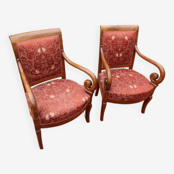 Pair of molded walnut armchairs, Louis XIV style, 19th century work
