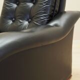 Black armchair, Italian design, 1980s, manufacture: Italy