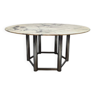 Table à manger en marbre de Carrare, Italie années 1970