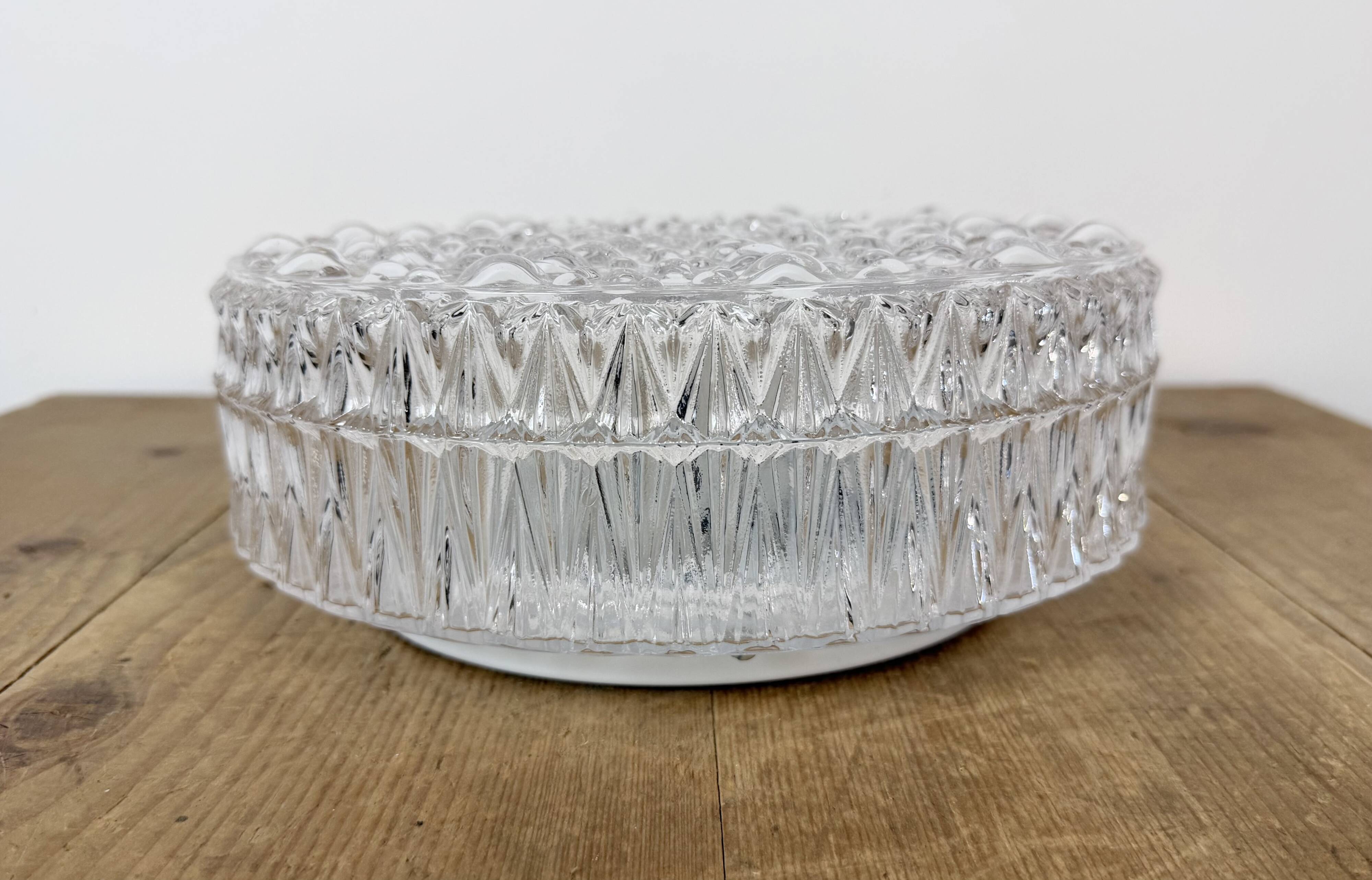 Vintage Glass Wall or Ceiling Light, 1970s