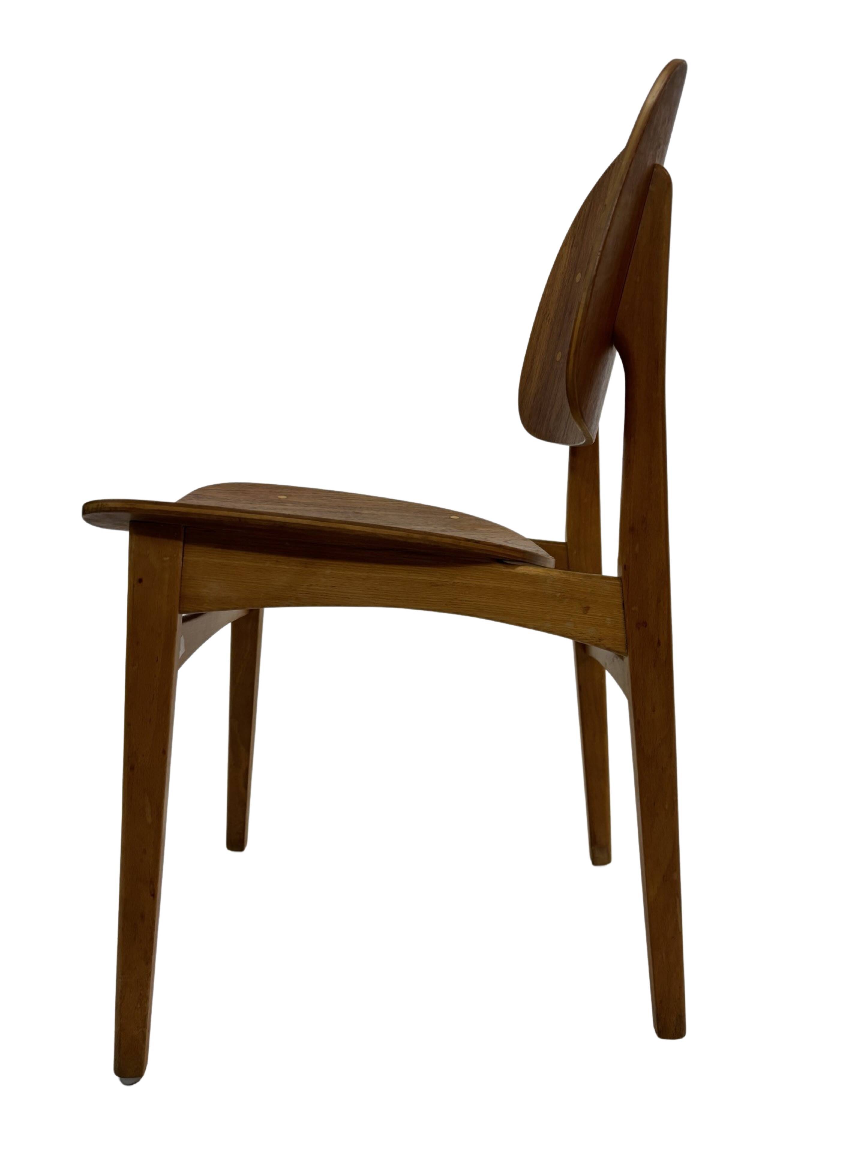 Vintage dining room chair Scandinavian 1960s plywood and teak design