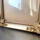 Antique wooden frame with metal gold colored details 28 cm x 22 cm convex glass