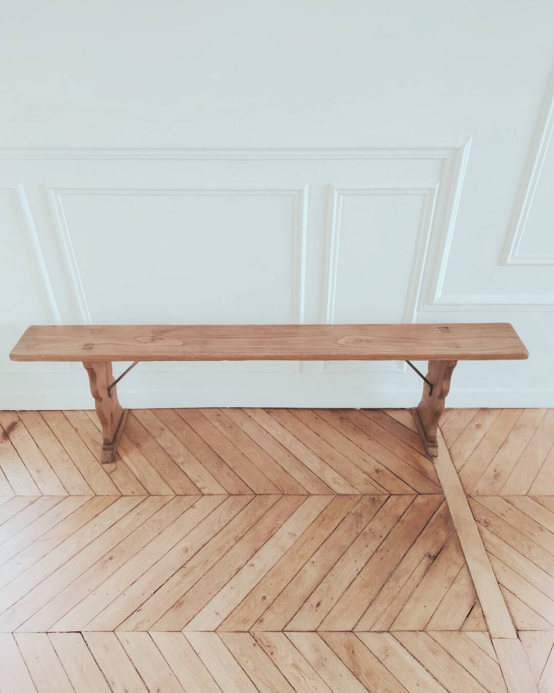Renovated vintage bench, made of wood - 2 available, sold individually.