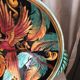 Fruit cup in vintage vallauris ceramic parrot foliage