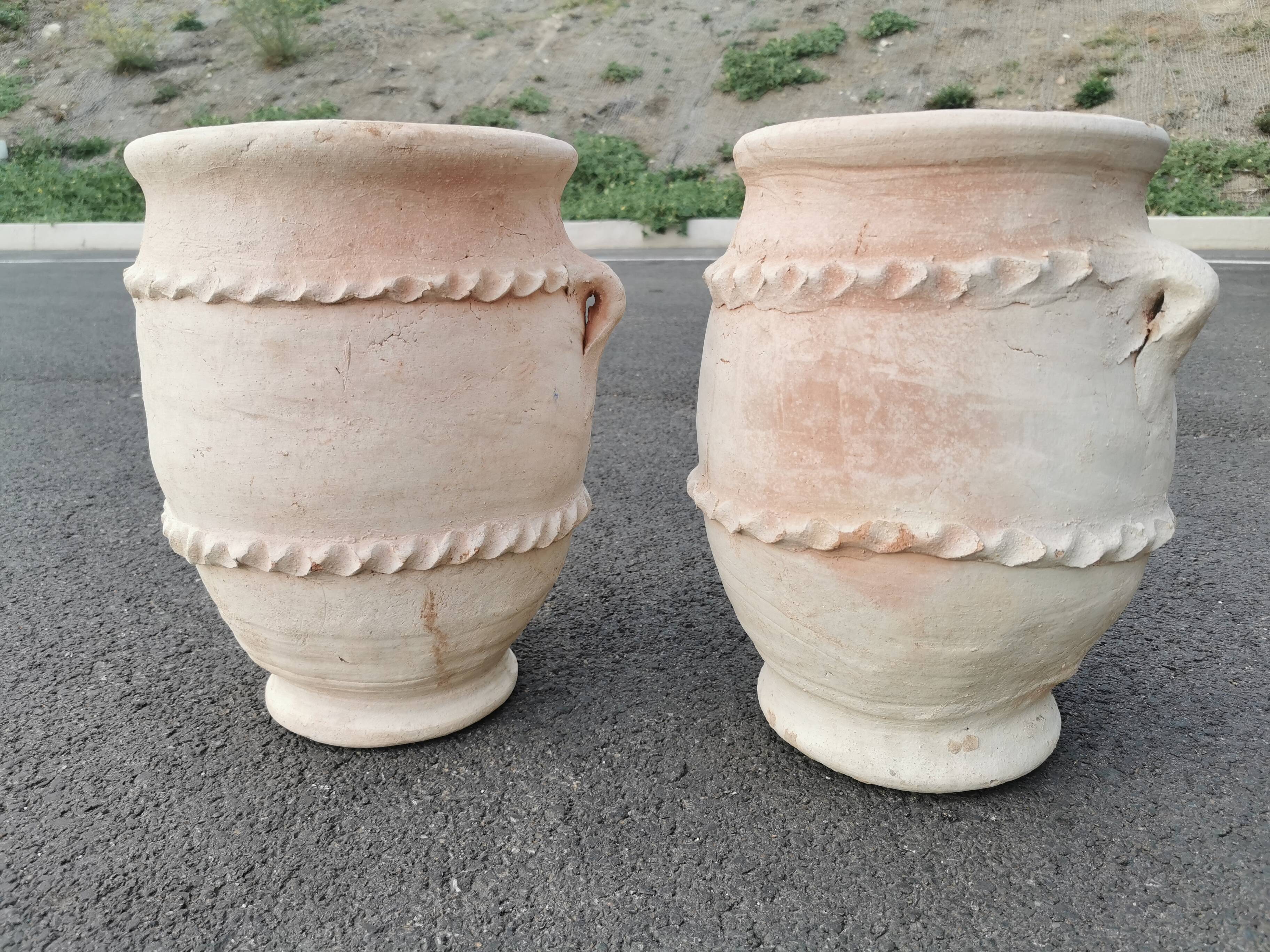 Set of two terracotta jars