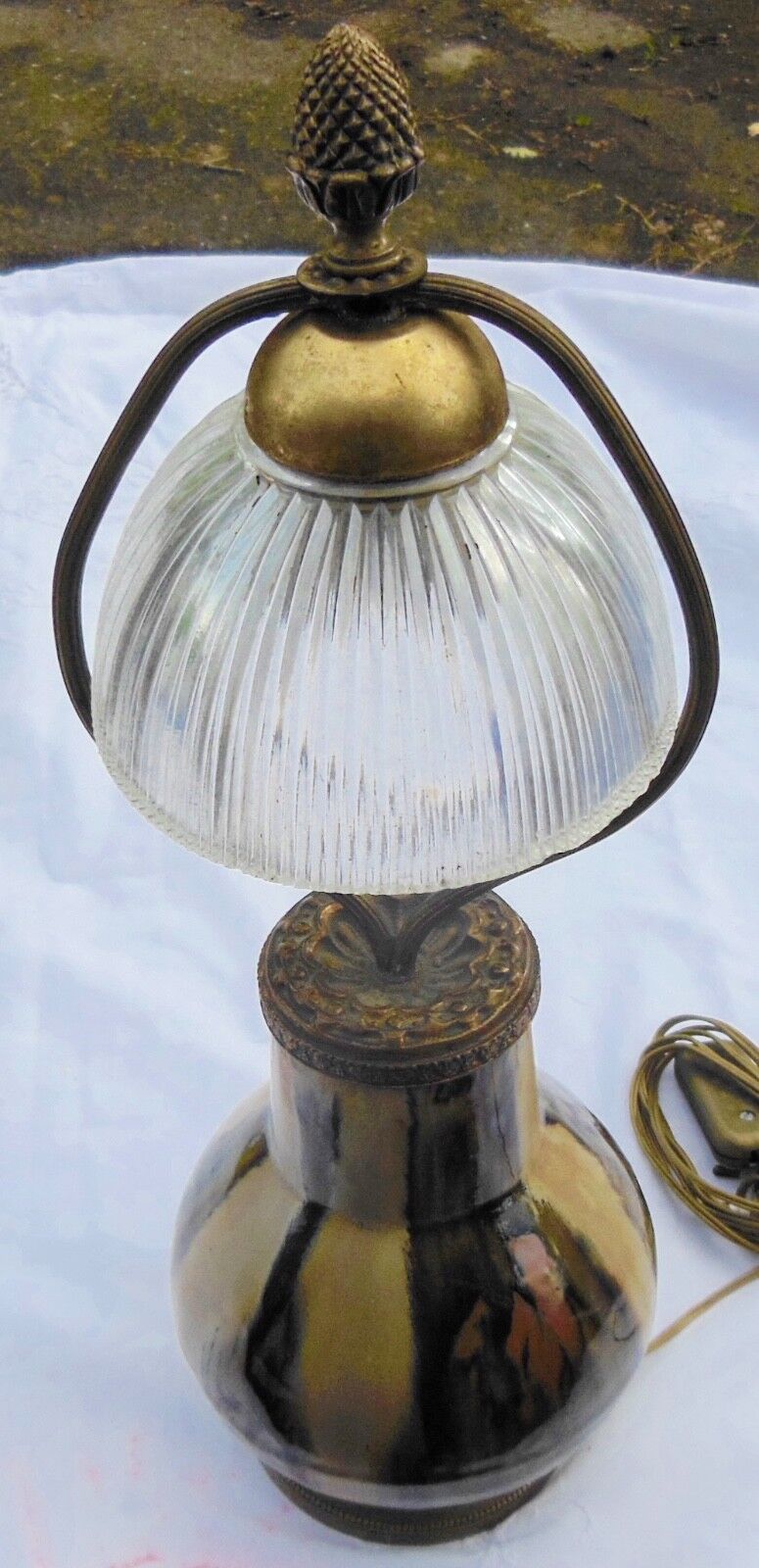 Lamp flamed decoration by Jean Langlade - Puisaye sandstone