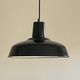 Old pendant lamp black enameled sheet metal industrial garage workshop vintage LAMP-7122