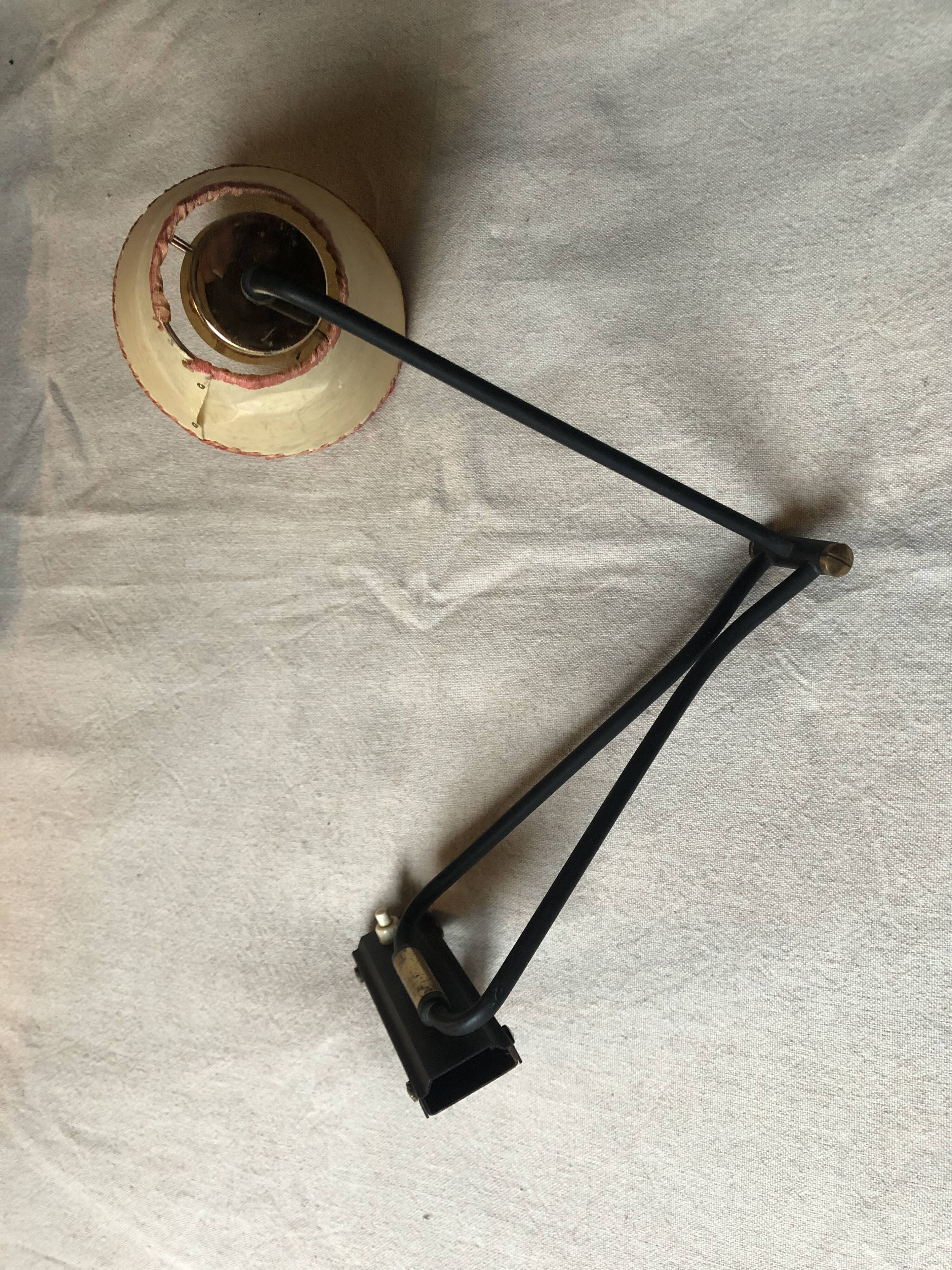 Wall lamp 2 black metal arms 60s