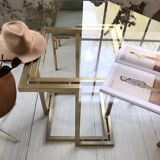 Octagonal table Italy 70 glass and brass