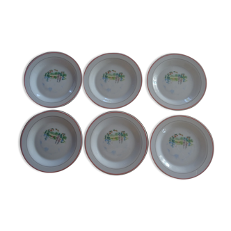 6 Dessert plates decor countryside Arcopal France