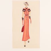 Art Déco Fashion Illustration V, Gouache on Paper, 123 x 58 cm