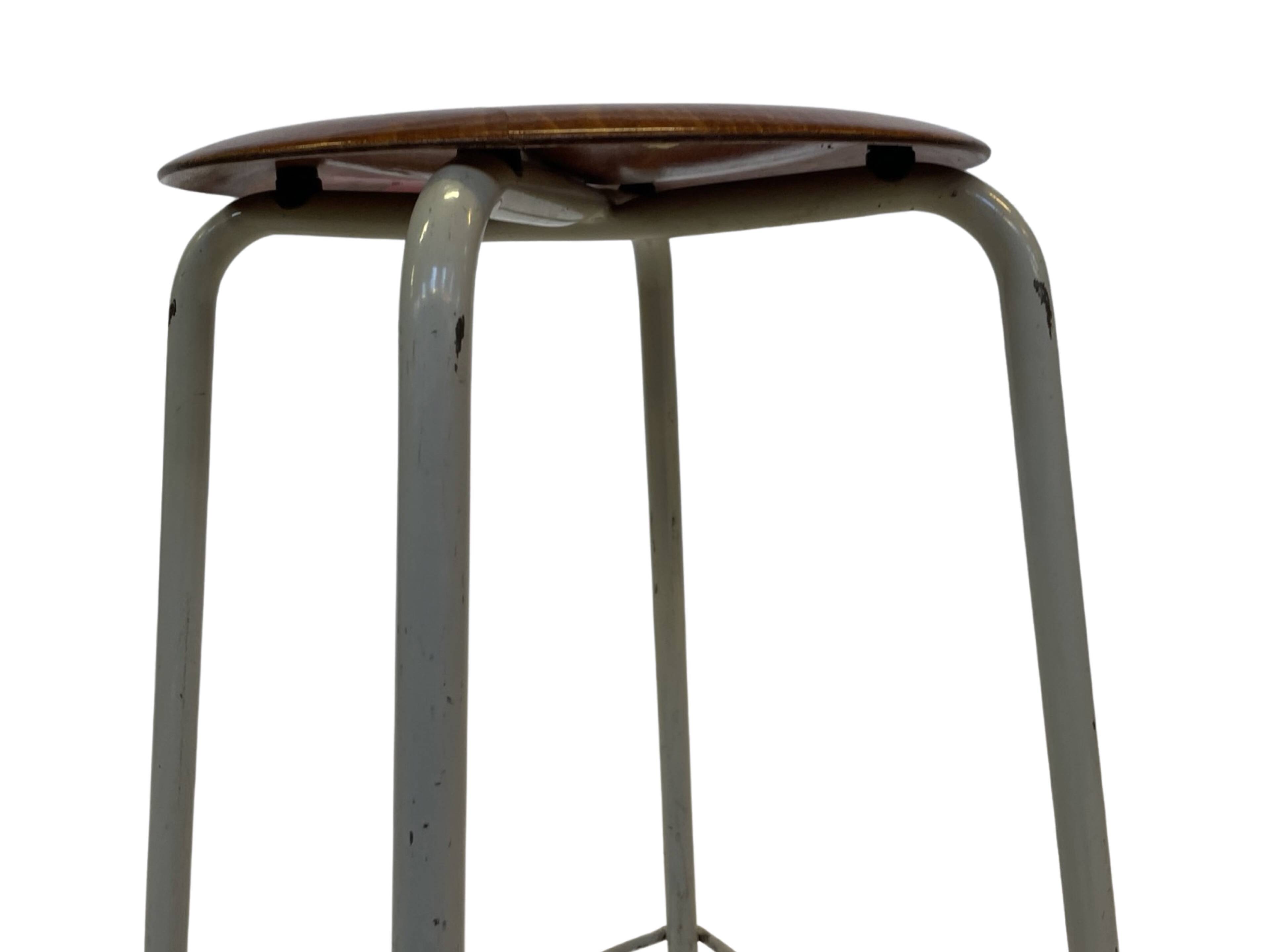 Vintage school stool, 1970s industrial design, Dutch minimalist
