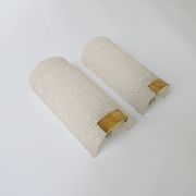 Pair of frosted perspex wall lights and brass, France 1960.