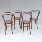 1900s Set of Four Bentwood and Cane Dining Chairs by Josef Hoffmann, Labele