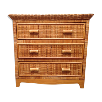 Chest of drawers rattan and wicker