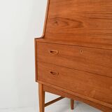 Secrétaire en teck scandinave avec miroir caché, années 1960