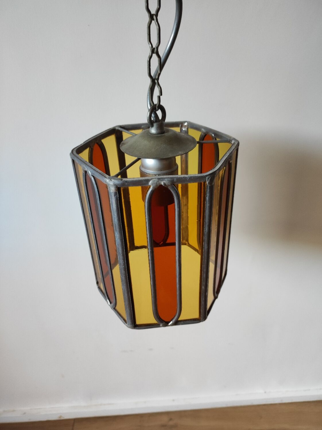 Vintage stained glass pendant light