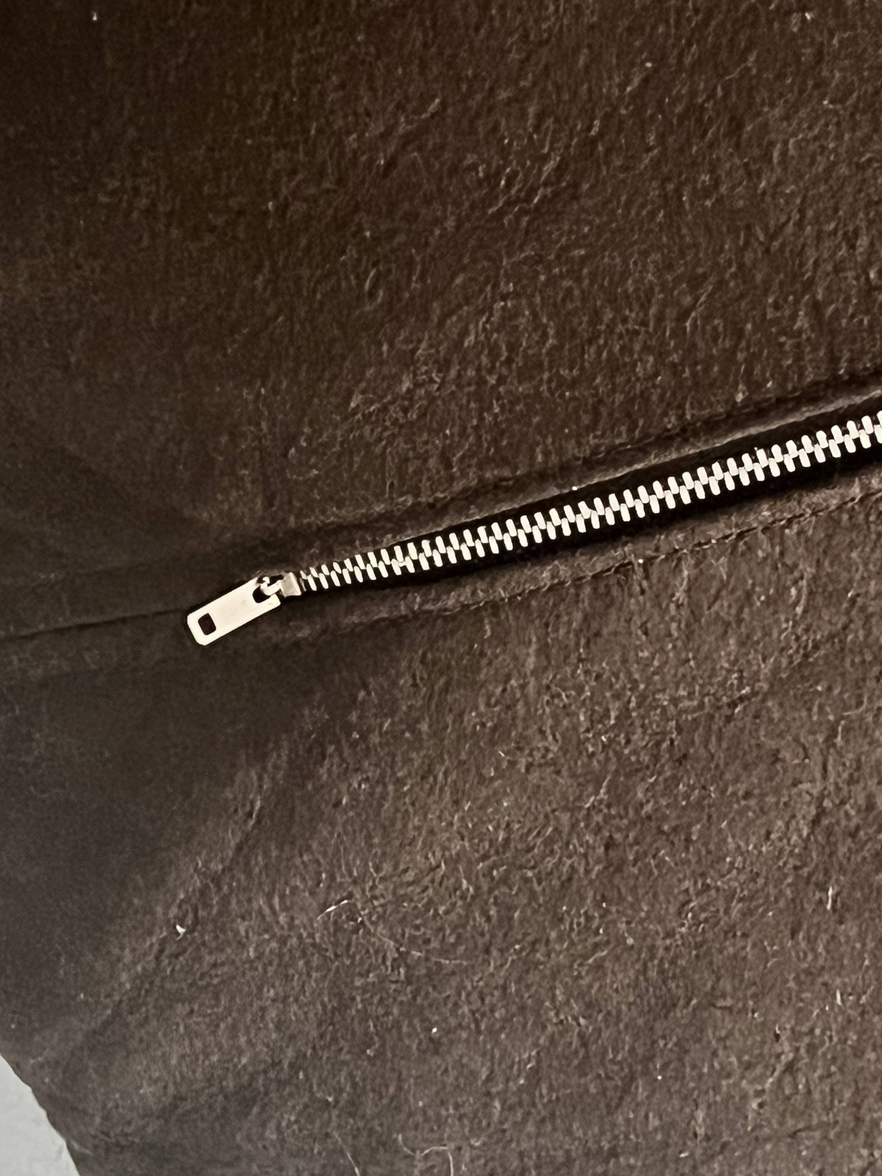 Beige genuine leather patchwork pouf, 1970s design