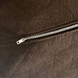 Beige genuine leather patchwork pouf, 1970s design