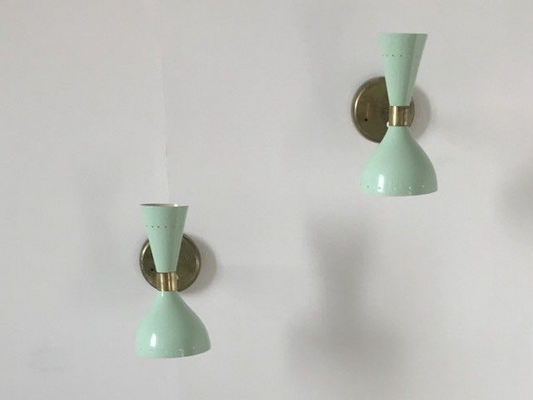 Pair Italian style years 50's Sconce Sage Green