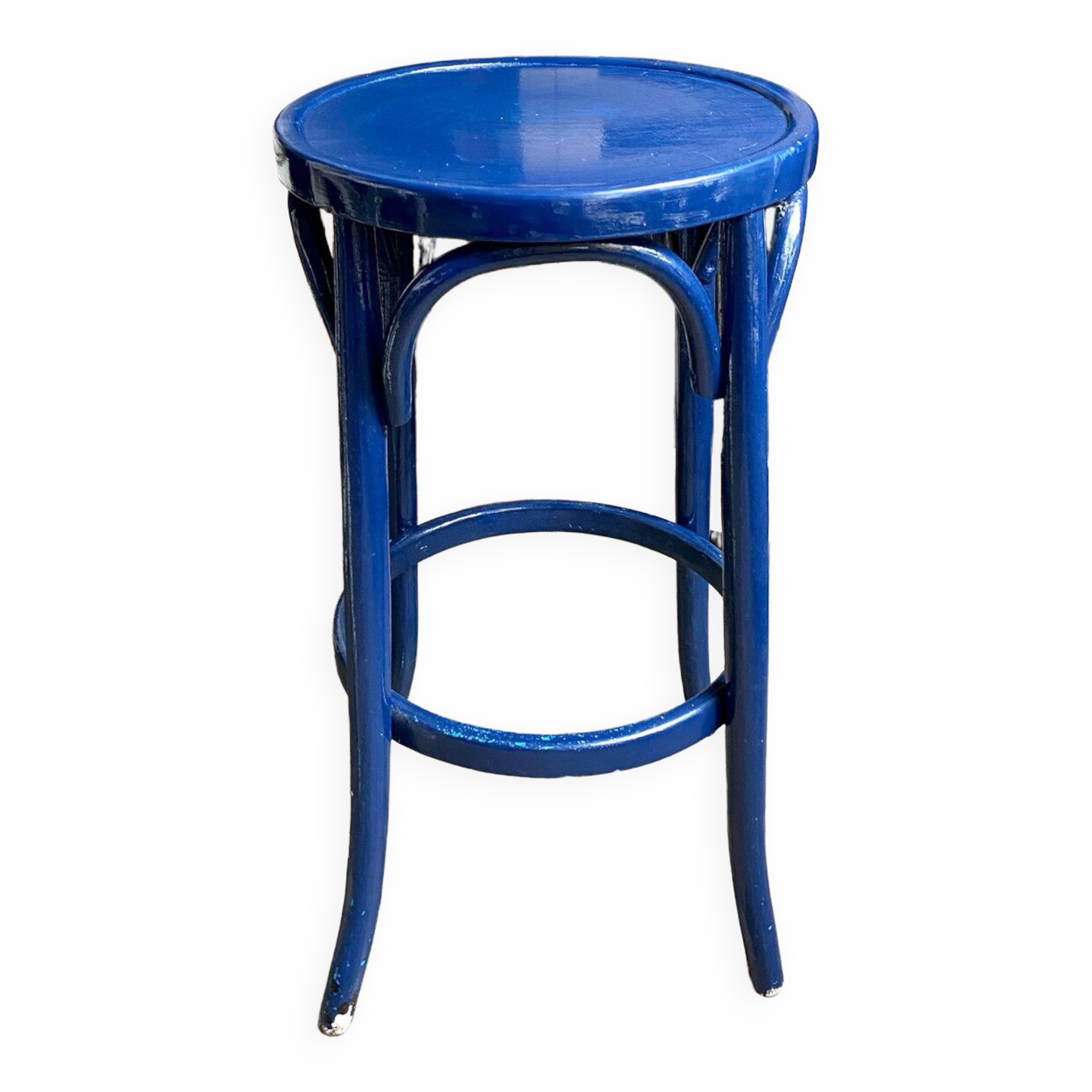 Sea stool in navy blue arched beech