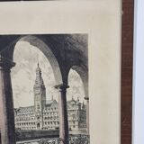 Etching "Town Hall in Hamburg" by Albrecht Bruck