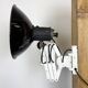 Lampe murale à ciseaux en émail noir industriel, années 1950