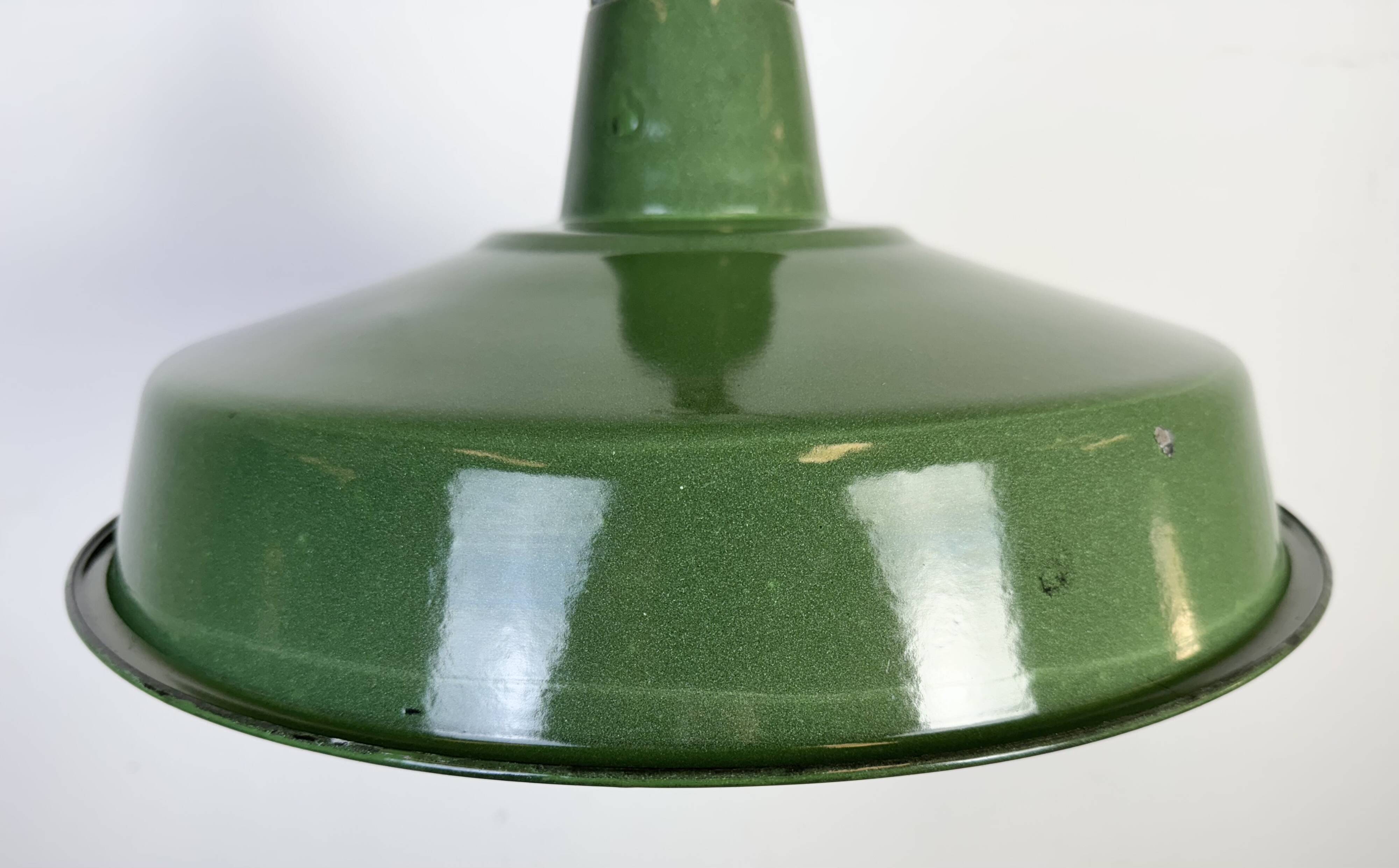 Industrial Green Enamel Factory Pendant Lamp, 1960s