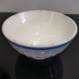 Old white bowl with blue edging Stamped Trèfle 50'S