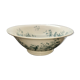 Old dish type bowl on foot, earthenware Iron earth blue Longwy Cute Birds Ø 27 cm