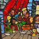 Large stained glass window the last supper circa 1960 - raw glass blocks - h 119 x l 161 cm