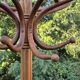 Vintage parrot coat rack in raw wood, renovated.