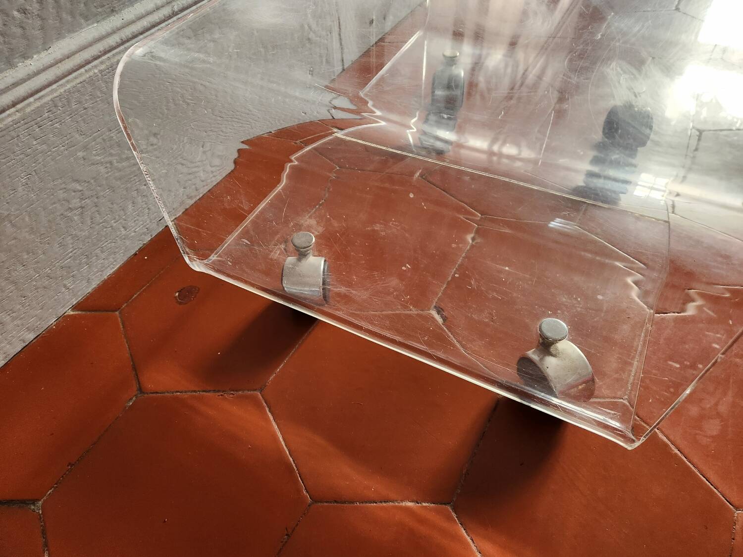 70s plexiglass coffee table