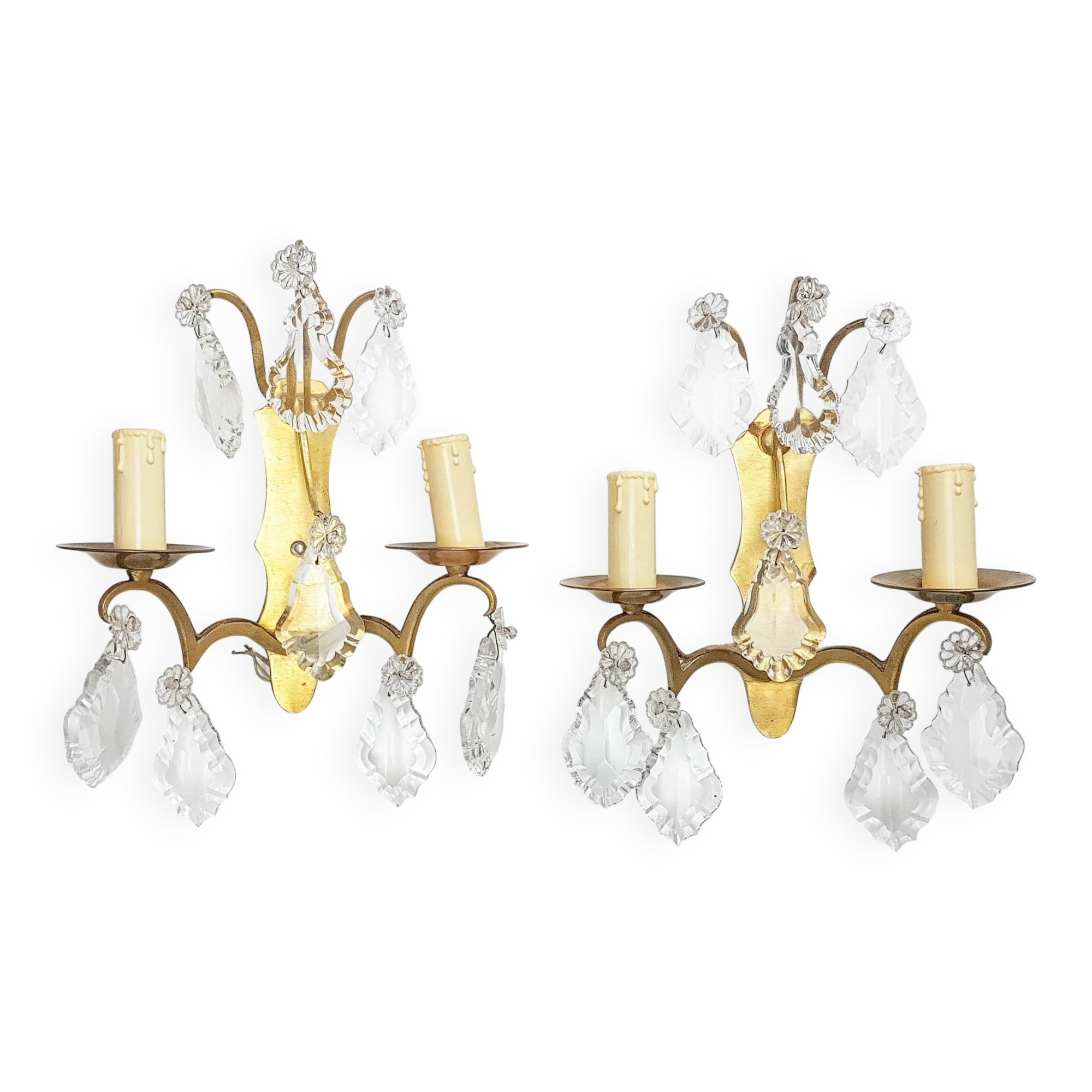 Pair of wall sconces in bronze and crystal – Empire Style – MG