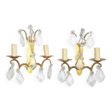 Pair of wall sconces in bronze and crystal – Empire Style – MG