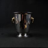 Vintage 80s silver and gold stainless steel champagne bucket by Létang Rémy