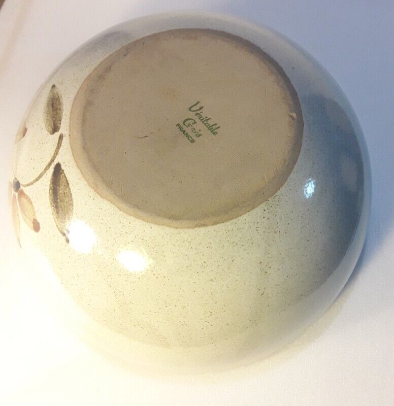 Sandstone salad bowl 23,5cm diameter vintage flat hollow